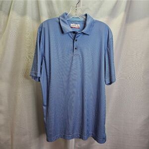 Grand Slam Blue Herringbone Classic Fit Short Sleeve Polo Shirt Size Large